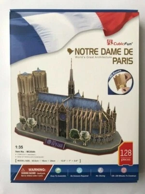 CUBIC FUN 3D Puzzle Notre Dame de Paris (128 Teile) CubicFun Kathedrale Kirche Cathedral