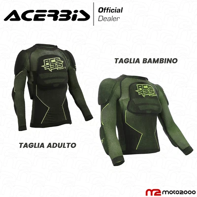 ACERBIS X-FIT FUTURE MAGLIA MANICA LUNGA NERA GIALLA PROTEZIONE TAGLIA ADULTO BAMBINO