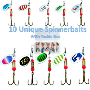 10 Stück Metall Angelköder Set Box Spinner Köder Crankbait Barsch Forelle Klinge Spoon - Bild 1 von 8
