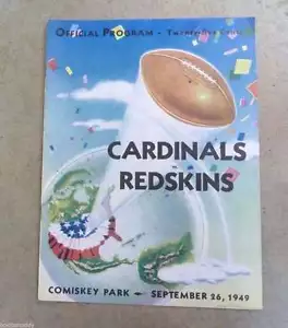 NFL FOOTBALL PROGRAM - WASHINGTON REDSKINS CHICAGO CARDINALS - 1949 - EX+ SHAPE - Picture 1 of 1