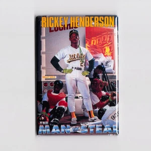 RICKY HENDERSON / MAN OF STEAL 2" x 3" POSTER KÜHLSCHRANKMAGNET Costacos MLB Oakland - Bild 1 von 4