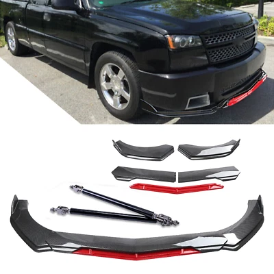 Front Bumper Lip Splitter Spoiler Carbon Fiber For Chevrolet Silverado 1500 SS B - Image 1 of 4