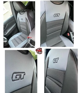 FRONT SEAT COVER MAT ECO LEATHER & FABRIC VW FOX, NEW BEETLE, LUPO, POLO, VENTO - Picture 1 of 9