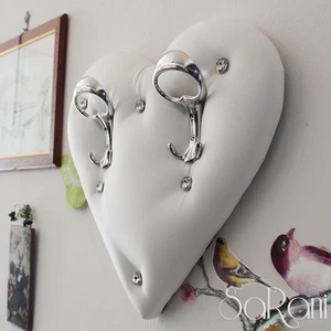 Attaccapanni Appendi Abiti Cuore Design Moderno Pelle Swarovski Ganci Da Parete - Foto 1 di 1