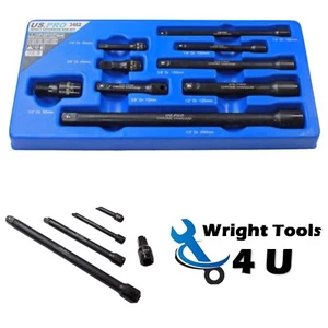 JUEGO DE 9 BARRAS DE EXTENSIÓN DE ENCHUFE DE IMPACTO 1/4"" 3/8"" Y 1/2"" Drive por US PRO TOOLS - Imagen 1 de 5