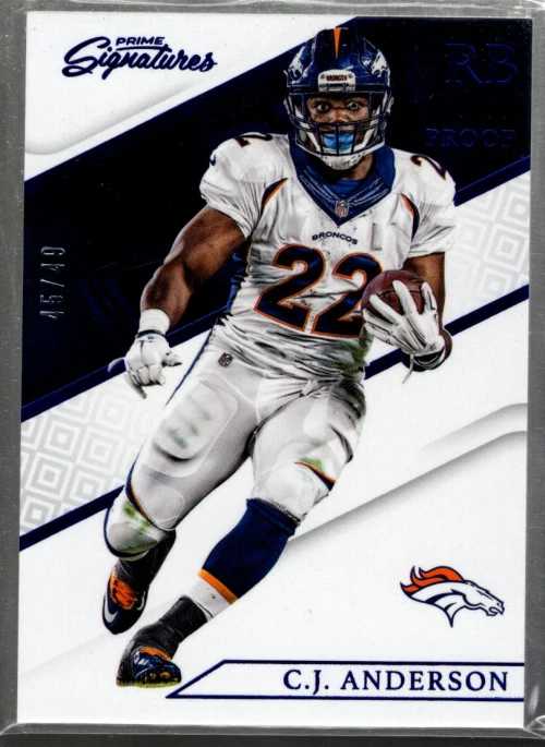 B0655- 2016 Prime Signatures Prime Proof Blue #136 C.J. Anderson /49 - NM-MT - Image 1 of 2