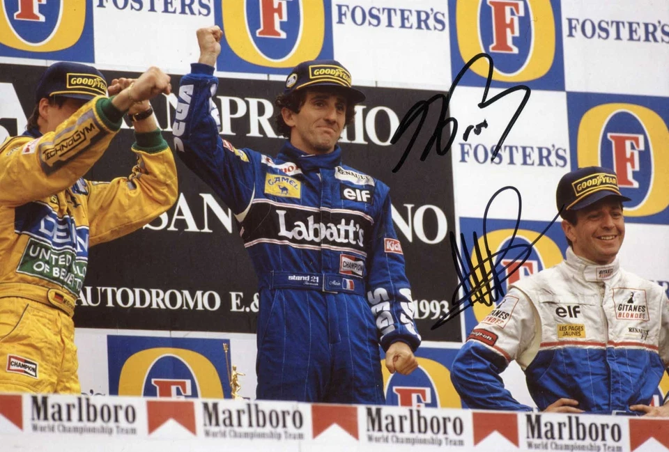 Alain Prost & Martin Brundle FORMULA ONE autographs, IP signed photo - Image 1 of 1