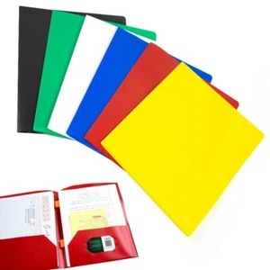 6 Multicolor Plastic Two Pocket Folders Portfolio 3 Hole Punch Prong Letter Size - Picture 1 of 1