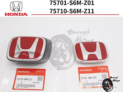 HONDA Genuine ACURA RSX Integra 05-06 DC5 Type-R F&R SET OEM Red H Emblem Badge - Image 1 of 4