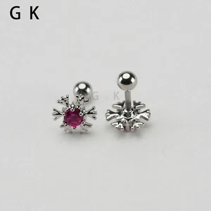 2PCs Surgical Stainless Steel Fashion Red Flower Round Stud Ear Earrings - Picture 1 of 6