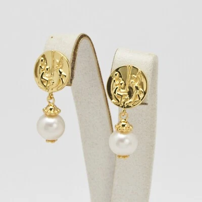 TAGLIAMONTE ORECCHINI IN ARGENTO 925 DORATO CON PERLE BIANCHE TGN 919 - Immagine 1 di 3