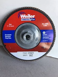 Weiler Vortec Pro Zirconium Abrasive Flap Disc 7" x 5/8" Type 27 #31421 - Picture 1 of 3