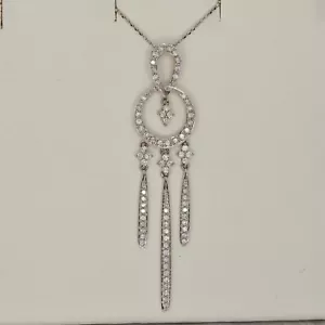 0.50 CT Diamond Dangle Fancy Pendant 14K White Gold - Picture 1 of 3