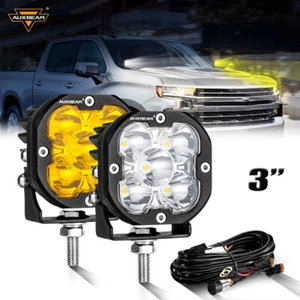 2x AUXBEAM 3" 80W LED Driving Lights Pods Spotlight Beam White & Amber for Chevy - Picture 1 of 12
