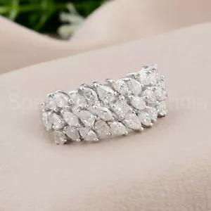 1.70 Ct Lab Grown CVD Diamond Cluster Ring 18k White Gold Wedding Jewelry Gift - Picture 1 of 8
