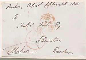1838 FREIFRANKATUR SIGNIERT von VISCOUNT MAHON, alias PHILIP STANHOPE, 5. EARL STANHOPE - Bild 1 von 1
