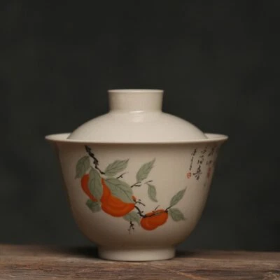 Juego de té de kung fu de cerámica de 150 ml de puré de caqui Gaiwan Tureen para decorar Foto 1 de 4