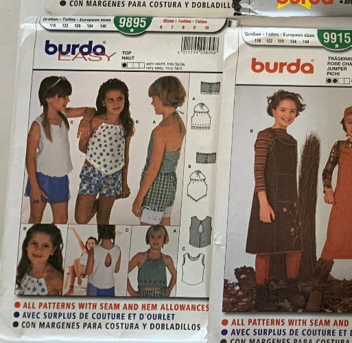 Burda Easy Sewing Patter 9895 Girls Kids Size 6-10 Uncut - Image 1 of 1