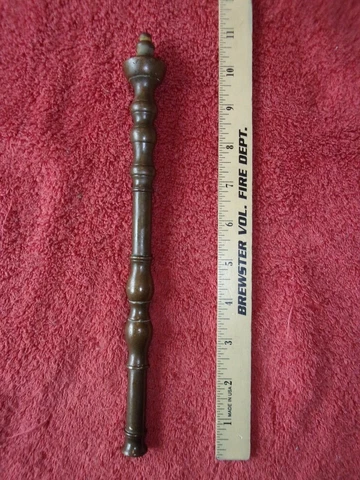 Antique Brass Part 10.5" long ?? Lamp finial chandelier part Vintage pot Handle Cover