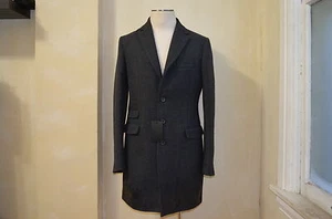 DSQUARED² RUNWAY DARK GREY WOOL COTTON STAINED EFFECT LONG JACKET COAT S 52 42 - Picture 1 of 11