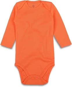 ROMPERINBOX Unisex Baby Onsies Solid 3-6 Months, Long Sleeve Orange - Picture 1 of 6