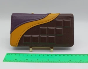 Graffiti Brown Yellow Genuine Leather Long Purse Wallet Card Notes Coins Pockets - Picture 1 of 11