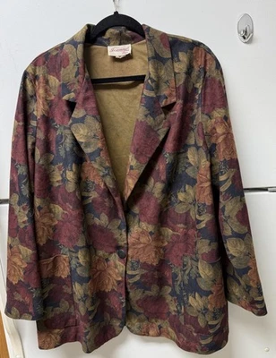 Joanna Plus Vintage Fall Colors Long Blazer  One Button Size 22 Pre-Owned Good - Image 1 of 4