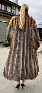 Superb Glam Luxury Red Grey Fox Coat Size L For UK 14-16-18 - Picture 1 of 8