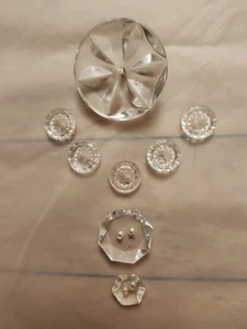 Lot Of 8 Clear Crystal/Glass Buttons - Picture 1 of 4