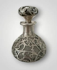 BOTELLA DE PERFUME CON SUPERPOSICIÓN DE PLATA FINA ART NOUVEAU 999/1000 con INTERESANTES PERGAMINOS - Imagen 1 de 8