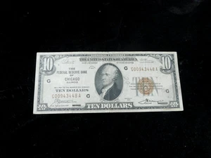 1929 $10 Reserve Bank of Chicago Illinois Brown Seal National Currency Note - Picture 1 of 4