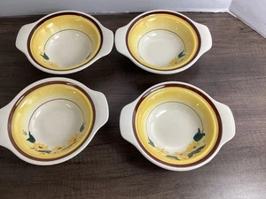 Lot Of 4 Veronware Brown Eyed Susan Rounded Handle Bowls made USA - Picture 1 of 7