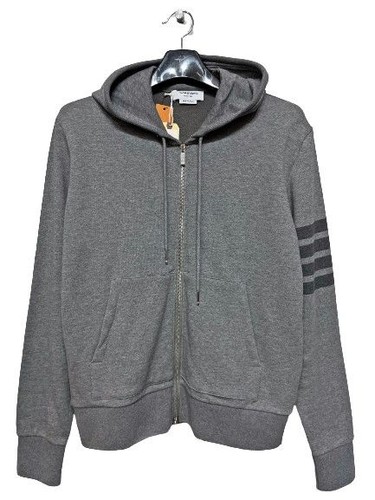 Thom Browne grigio righe diagonali con cappuccio e zip da donna 7911490079 41649124