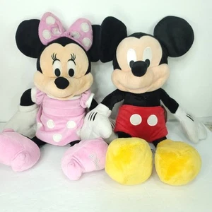 Lot of 2 Mickey Silver Pink Polka Dot Minnie Mouse Plush Stuffed Animal 18" - Picture 1 of 11
