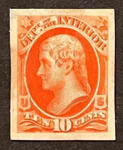Travelstamps: US Stamps Scott #O19P4 10c Interior Department Proof on Card NGAI - Picture 1 of 5