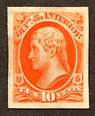 Travelstamps: US Stamps Scott #O19P4 10c Interior Department Proof on Card NGAI - Image 1 of 4