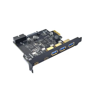 USB 3.2 GEN1 PCI-E Expansion Card 5 Ports 19 Pin Connector 2xType C 3xType A - Photo 1/6