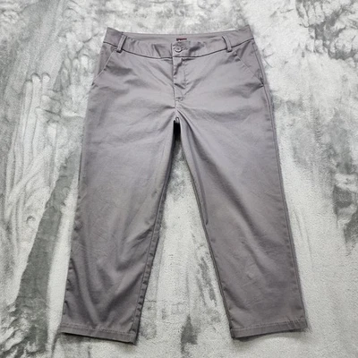 Pantalones Lee Mujer 12 Gris Sin Arrugas Capri tiro Medio Elastizados Informales Oficina Preppy Foto 1 de 4