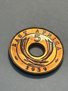 1939-H East Africa 5 Cents/Gem BU/Lustrous/Toned #20070 - Picture 1 of 2