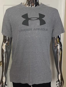 Under Armour Loose Fit HeatGear Gray w/ Charcoal Logo T Shirt Men's XL - Imagen 1 de 10