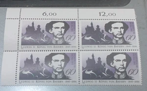 Germany 1986 100th Anniversary Death King Ludwig II block of 4 corner MNH - Picture 1 of 3