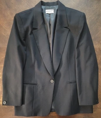 Vintage Pendleton Blazer Mens 44R Black 100% Wool One Button Jacket Sport Coat - Image 1 of 4