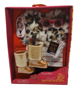 NUESTRA GENERACIÓN Muñeca Conjunto Viaje Elegante Chaqueta Top Medias Botas Gafas Pasaporte - Imagen 1 de 3