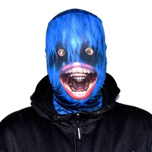 Blue Screamer Design 3D Effect Fabric Face Mask Halloween Scary FS227 - Picture 1 of 11