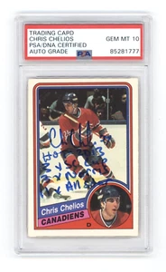 Chris Chelios 1984-85 O-Pee-Chee OPC Rookie Card RC w/ 4 Insc Signed PSA 10 Auto - Bild 1 von 1
