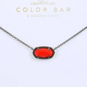 NWOT Kendra Scott Elisa Bright Red Short Necklace Gunmetal Tone - Picture 1 of 6