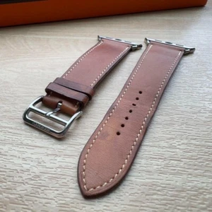 HERMES Apple Watch 45/44/42mm Brown Leather Band Single Tour Used no box - Zdjęcie 1 z 8