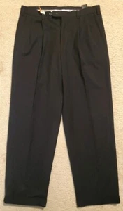 Perry Ellis Portfolio Black Vintage Single Cuff Relaxed Fit Dress Slacks 34x31  - Picture 1 of 24