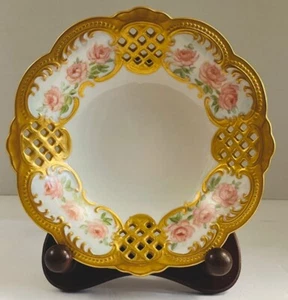 Vintage Hand Painted Plate Raised  Rose & Gold Floral Decorative Ornate  1975 - Picture 1 of 7