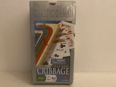 Solid Wood Cribbage Set Folding 3 Track Board with Playing Cards Cardinal-New - Image 1 of 4